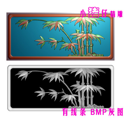 横条竹子精雕图 JDP浮雕图步步高升雕刻图521软件BMP灰图 素材图