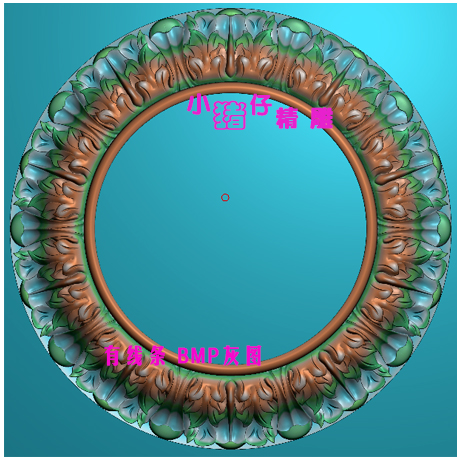 沐浴梳妆镜架圆形镜框架精雕图浮雕图JDP软件BMP灰度图挂镜雕刻图