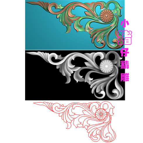 洋花角花石膏模具柱头角花JDP精雕图 BMP灰色图 浮雕图521软件