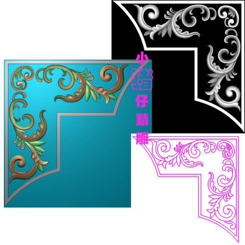 角花洋花墙角雕花图精雕图JDP浮雕图521软件图BMP灰图