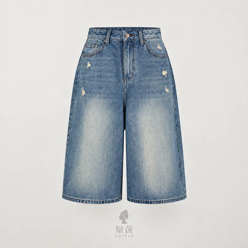 国内专柜代购正品 indicia标记秋季高腰水洗阔腿牛仔裤F2B6NK312N