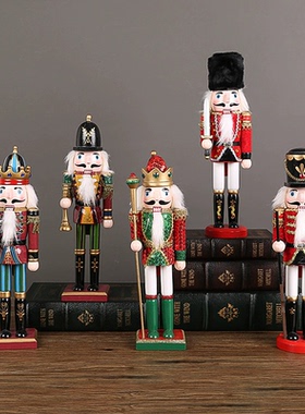 欧洲胡桃夹子士兵国王人偶木质工艺品橱窗柜台玄关装饰品摆件礼物