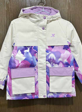 冬季休闲保暧拼色女童工装服特步