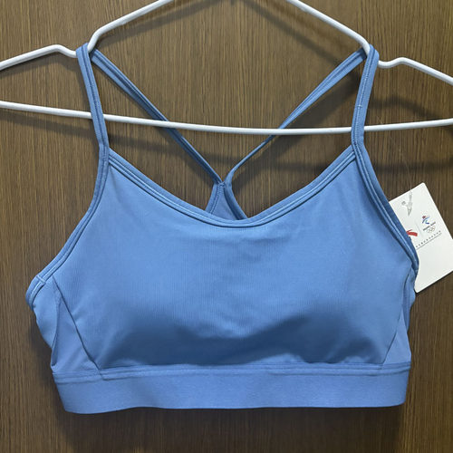 交叉裸感春秋带胸垫美背健身服