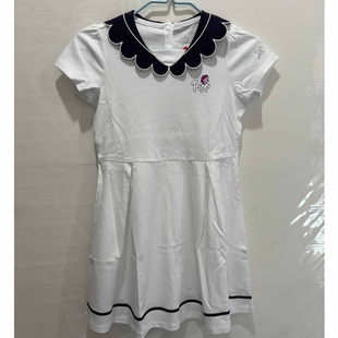 特步儿童夏款翻领V字领盟宝A字裙女童清新连衣裙676224913154