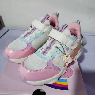 特步儿童正品秋冬休闲网面商场款魔术贴女中童运动鞋678414323598