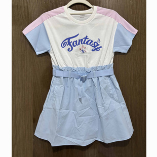 安踏儿童正品夏女童校园风冰肤吸湿拼色潮流百搭连衣裙362338385H