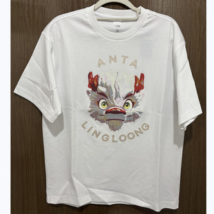 安踏正品夏圆领宽松休闲透气舒适情侣针织短袖T恤衫172438155R