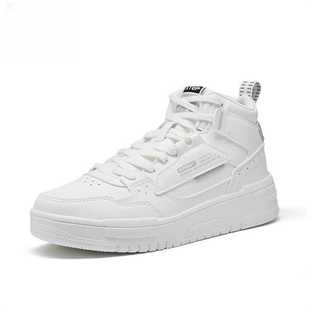 学院皮面女运动板鞋 新款 978418310012 休闲冬高帮青年板鞋 特步正品