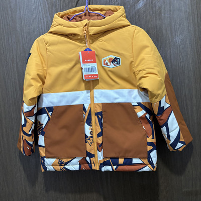 特步儿童正品连帽男童运动羽绒服