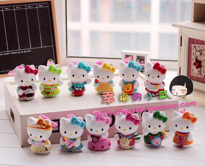 ●满29包邮●收藏Hello Kitty 十二星座钥匙扣/挂件/包包装饰挂件