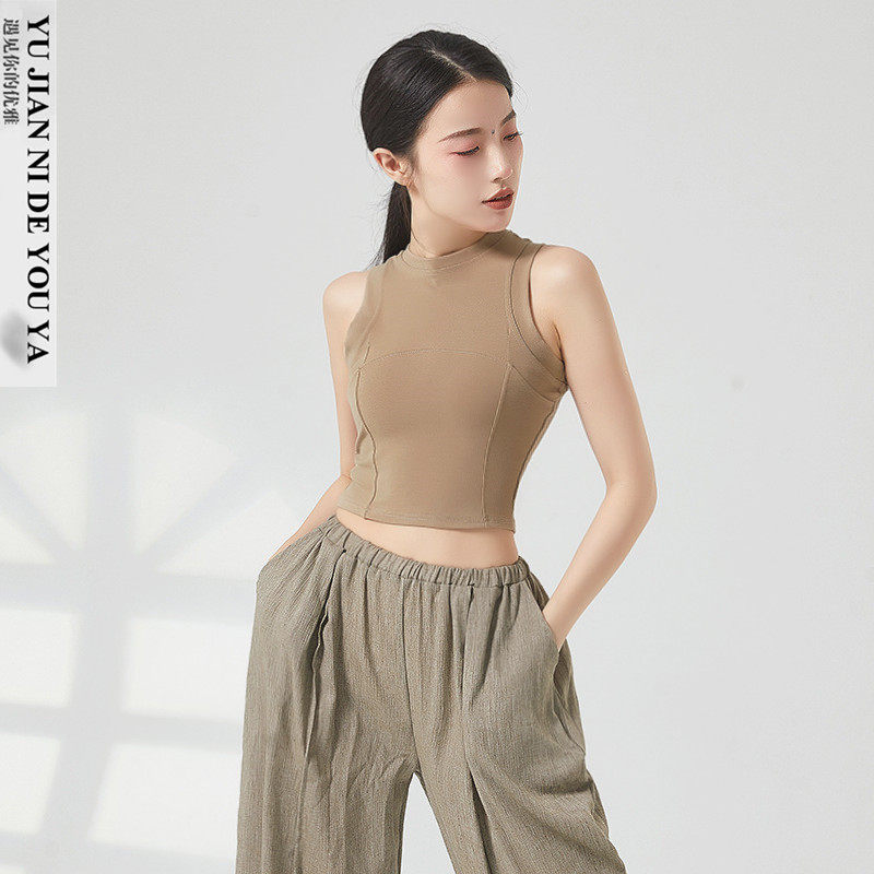 夏季半高领无袖露腰露脐短款现代舞蹈服装练功服上衣女款新款背心,运动/瑜伽/健身/球迷用品,现代舞服装,淘宝优惠券,粉丝福利购,淘宝优惠卷