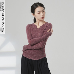 秋冬季套指长袖形体服现代舞中国舞古典舞蹈服装成人练功服上衣女