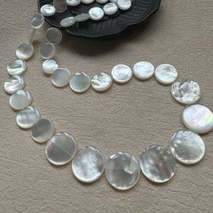 白蝶贝直孔小圆片扁珠DIY手工串珠diy项链耳饰头饰配件材料贝壳