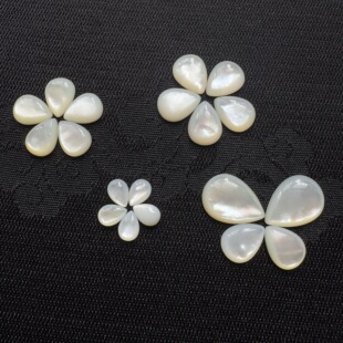 天然贝壳水滴戒面白蝶贝贴片耳钉头饰戒指手工diy饰品配件