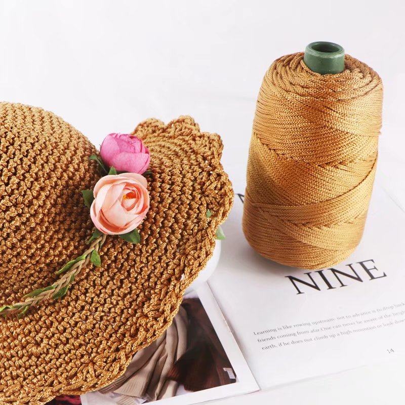 LIGHT BODY ICE SILK ICE TWINE SUMMER SUN HAT HAND KNIT DIY CROCHET CUSHION HOLLOW BRIGHT SILK MEDIUM THICK WOOLEN YARN