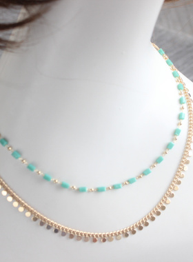 与碧苍凤王爷行同款项链手链赵丽颖沈蓝绿金色璃短款脖颈链锁骨链