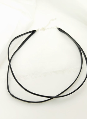 叶流向西出入倪妮同款项链黑色皮绳项圈颈链甜酷潮玉门关