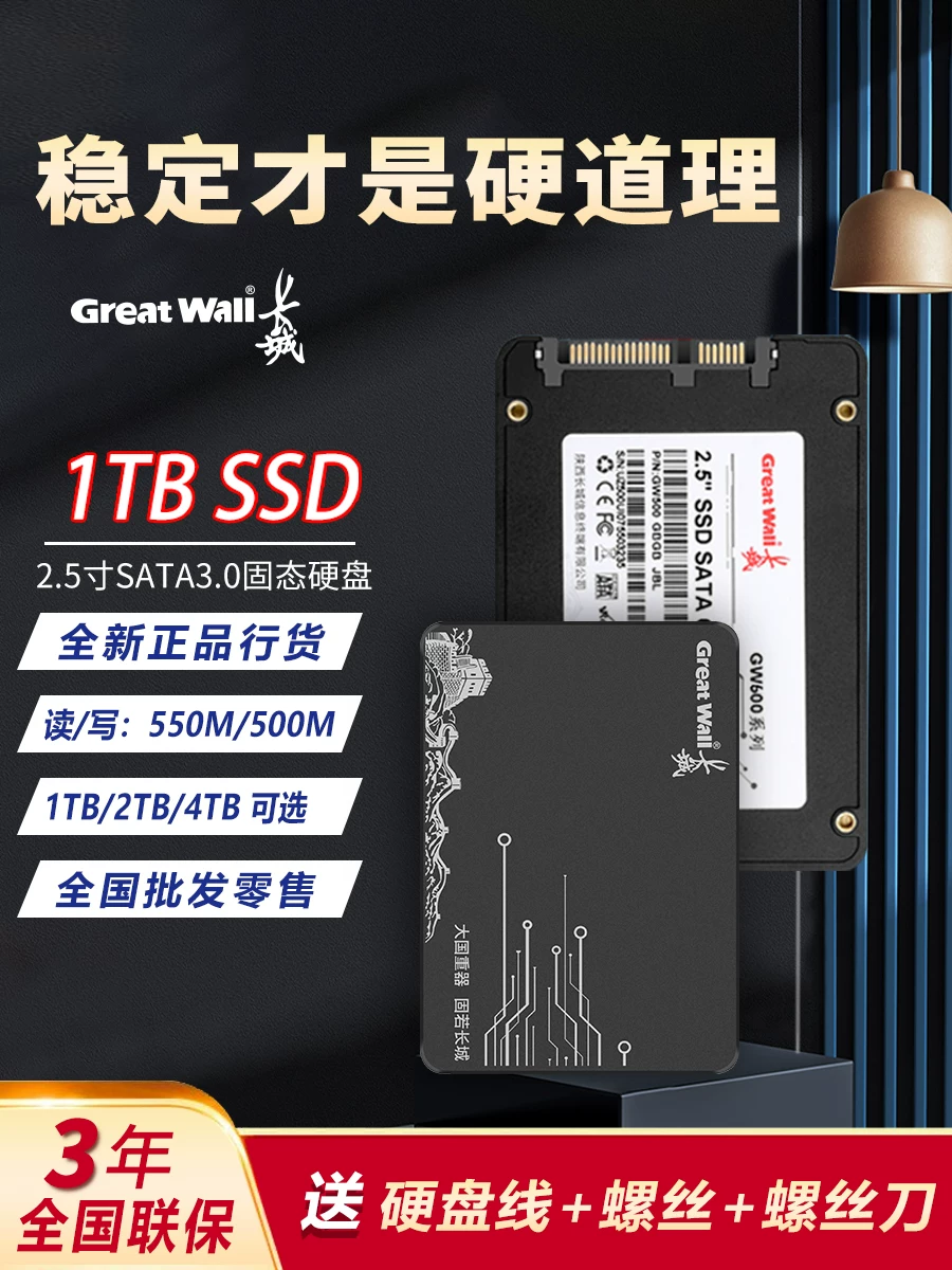 Great Wall genuine solid -state hard disk 1TB 2TB desktop notes high -speed SSD512G new solid -state hard disk wholesale