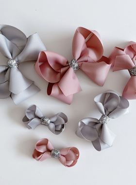 大中小号蝴蝶结发夹女孩欧美简约气质纯色搭配头饰儿童发饰bows款