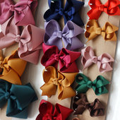 小号6cm气质蝴蝶结发夹手工欧美纯色发卡儿童女孩头饰边夹bow同款