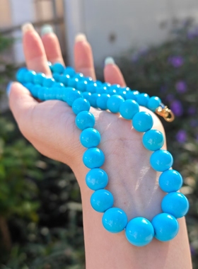 孤品收藏级天然原矿玉化蓝睡美人美松塔链