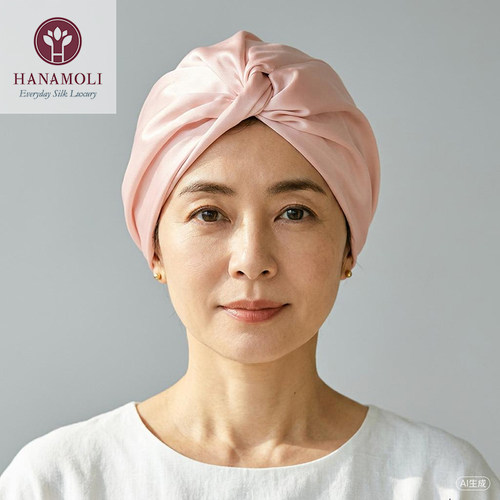 HANAMOLI16姆米素绉缎双面真丝防毛躁睡帽女士薄款月子帽睡帽化疗