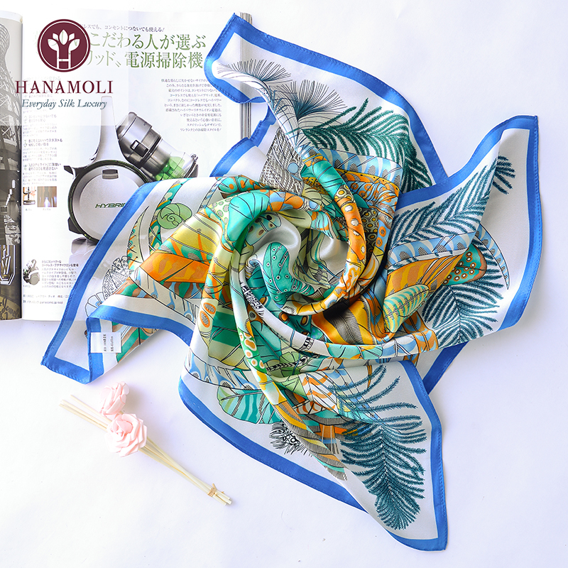 HANAMOLI桑蚕丝丝巾女2025新款方巾妈妈秋季高级真丝印花围巾礼盒