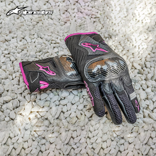 a星alpinestars女士摩托车手套夏季羊皮机车骑行皮手套SMX-1 v2