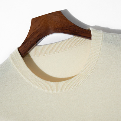 夏季男款桑蚕丝羊毛混纺圆领短袖