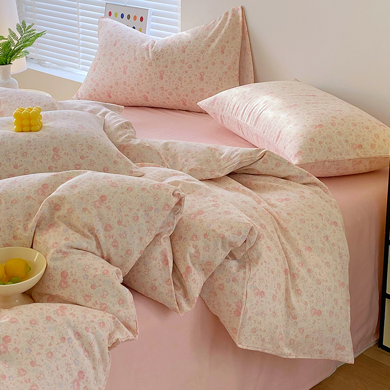 ESIX一乐家纺a类母婴级双层纱四件套2025新款全棉田园小碎花套件