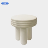 zdh现代简约线条圆凳北欧风格 样板房设计师儿童实木矮凳圆形墩子