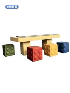 品dh积木新椅套装 包邮 儿童多功zGQE能桌玩具桌凹槽大尺寸木质定制