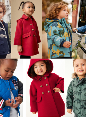现货NEXT英国童装秋冬卡通加绒棒球服呢子大衣牛仔夹克棉服外套