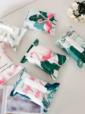 Tropical plant Flamingo car tissue box ins Nordic strap extraction sanitary carton literary fresh cotton linen tissue cover