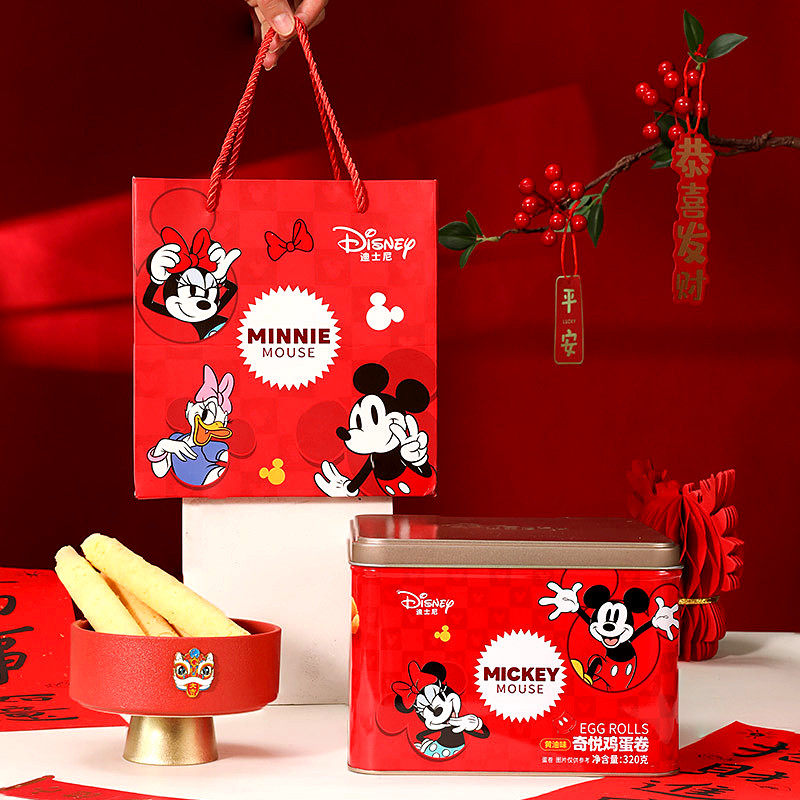 新年迪士尼零食大礼包鸡蛋卷黄油味320g铁罐焦糖饼干年货礼盒,零食/坚果/特产,蛋卷,淘宝优惠券,粉丝福利购,淘宝优惠卷