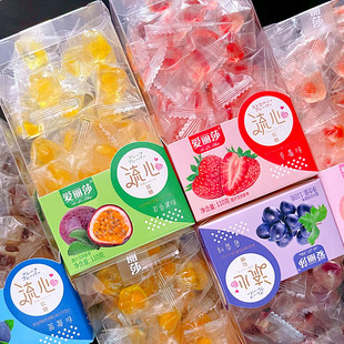 爱丽莎果汁夹心流心软糖110g水果味橡皮糖零食糖果QQ糖礼盒喜糖
