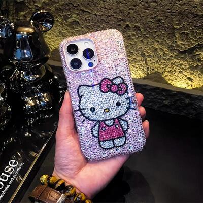 纯手工DIY镶钻成品适用iPhone161514苹果华为系列P70手机壳卡通猫