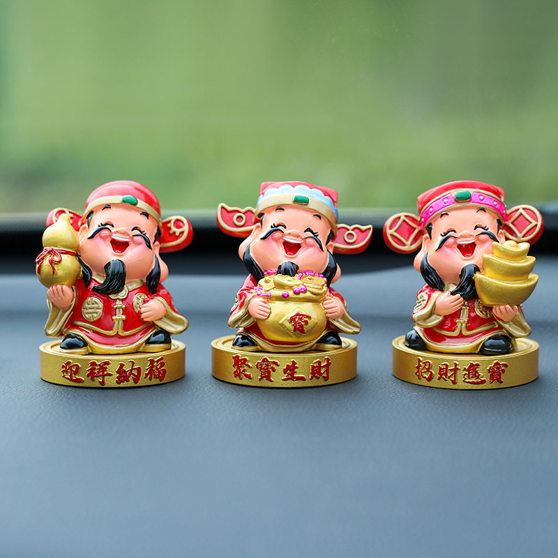 迷你q版五福小财神爷店铺开业乔迁招财礼品家居玄关装饰汽车摆件