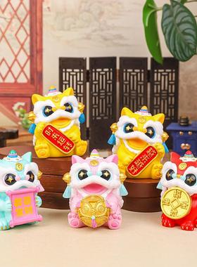 Q版迷你国潮舞狮小摆件
