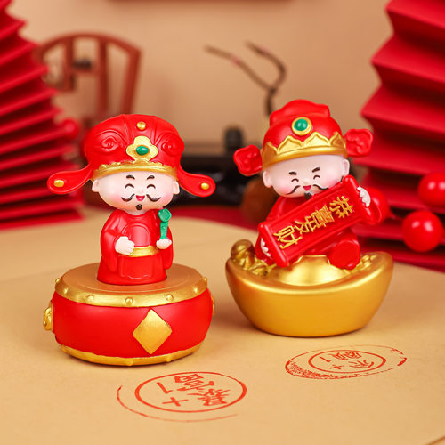 财气盈门印章财神爷小摆件
