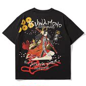 潮牌短袖 2026夏季 百搭男士 日系双娘拔刀印花浮世绘T恤休闲情侣潮