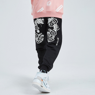 棉 印花秋季 猴子商店MONKEY刺绣龙悟空本铺卫裤 宽松潮牌男女个性