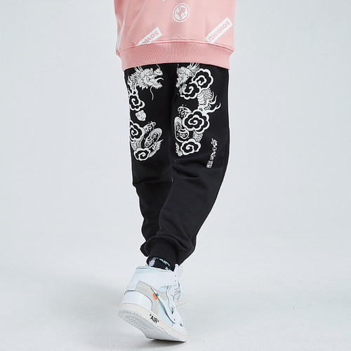 猴子商店卫裤宽松刺绣裤子