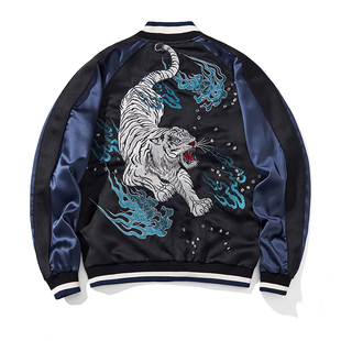 猴子商店白虎重工刺绣夹克外套横须贺男士 sukajan 棒球服国潮个性