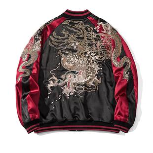 猴子商店 横须贺双面穿刺绣夹克龙棒球服男女sukajan丝卡将个性
