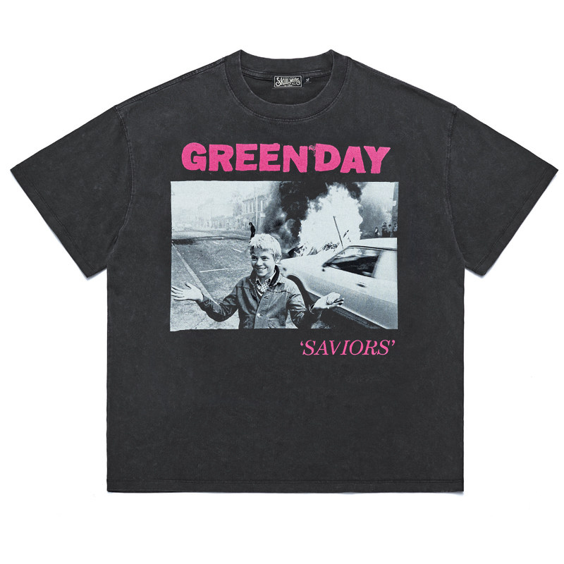 Green Day反战男孩PUNK朋克乐队潮牌短袖摇滚T恤vintage美式高街