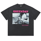 摇滚T恤vintage美式 Green Day反战男孩PUNK朋克乐队潮牌短袖 高街