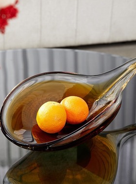 欧式现代简约琉璃指南勺果盘样板间家居软装饰品客厅茶几果盘摆件