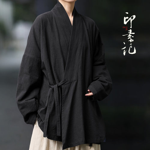 印素春秋原创改良汉服交领上衣右衽偏襟纯棉中式复古斜襟汉服道袍
